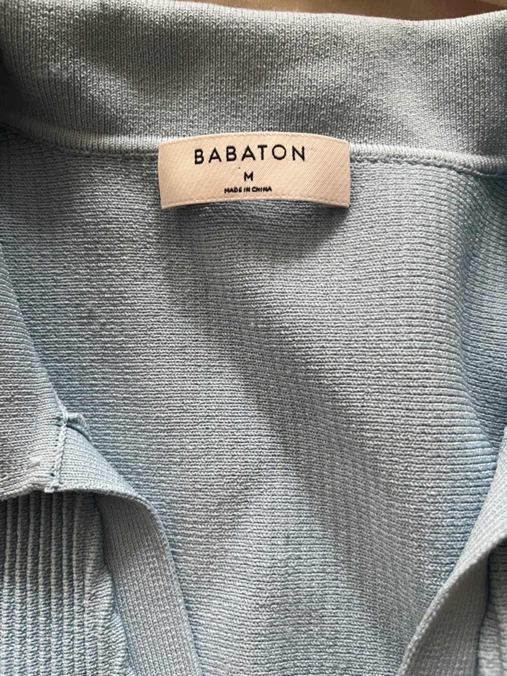 Babaton Light Blue Ribbed V-Neck Collared Tank Top - Picture 3 of 6